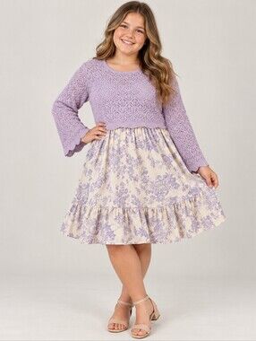 ​Speechless Girls Plus Size Floral Dress Purple Shrug Set 16 1/2